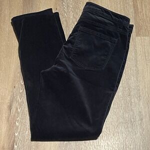 Talbots High-Rise Straight Leg Velvet Pants Size 8 Black Cotton Blend EUC